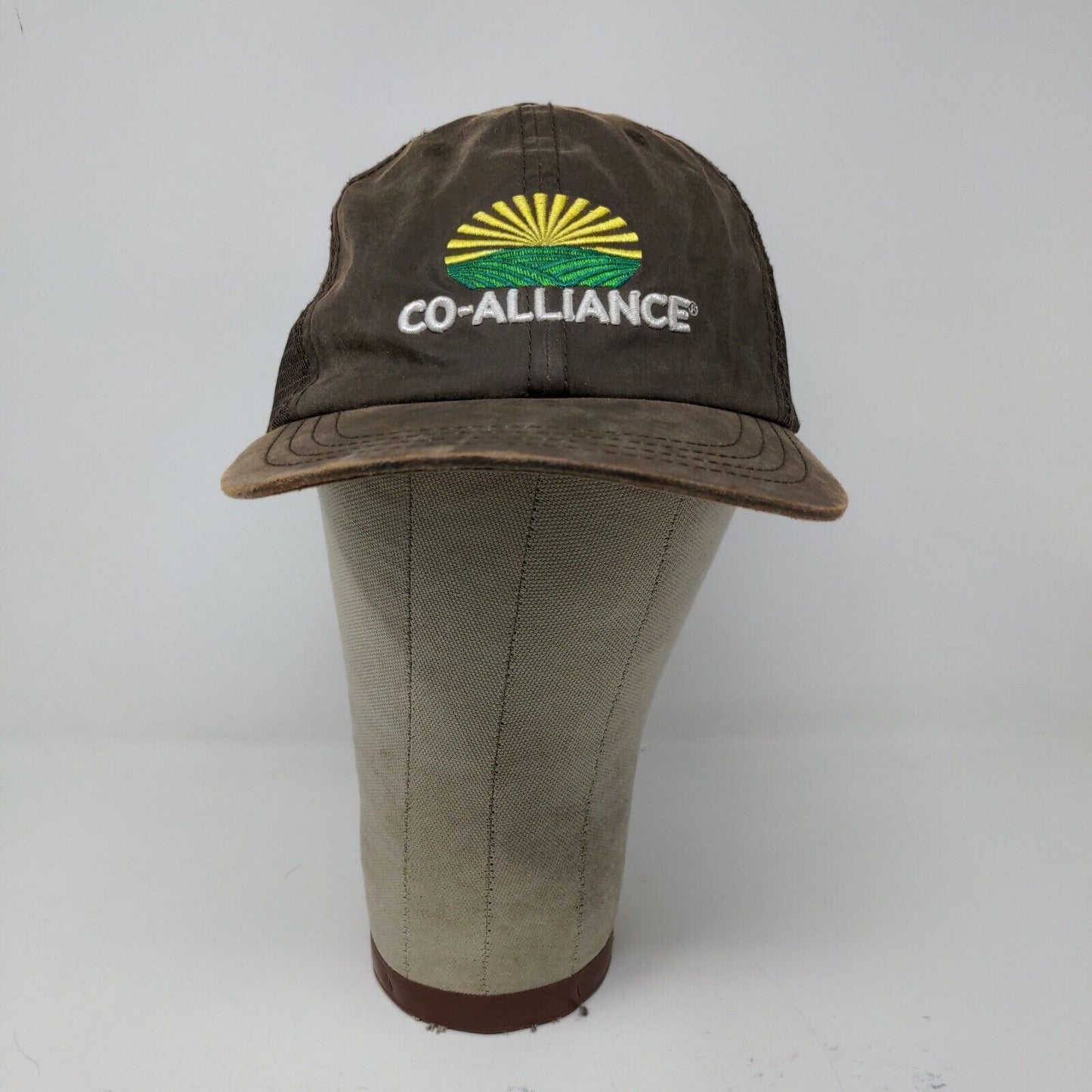 Co-Alliance Mens Hat Meshback Strapback Brown OSFA Embroidered Logo Farmer