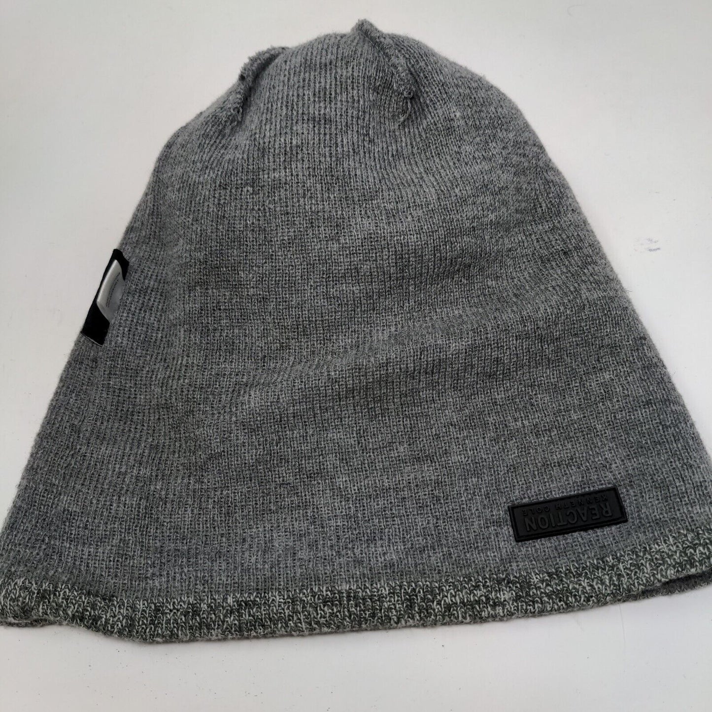 Kenneth Cole Reaction Men's Beanie Hat Gray One Size Patch Logo