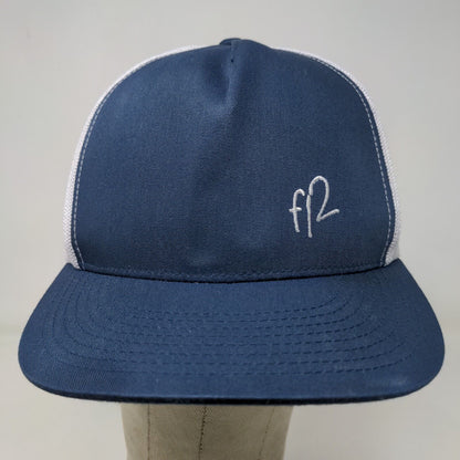 Unbranded Men's Mesh Back Snapback Hat Blue White Embroidered FI2 Logo