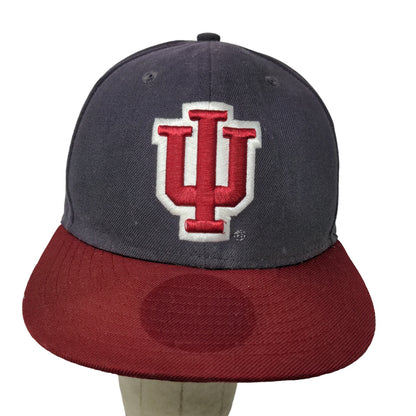 New Era Mens IU Hoosiers Indiana University Fitted Hat Blue Red Size 7 3/8