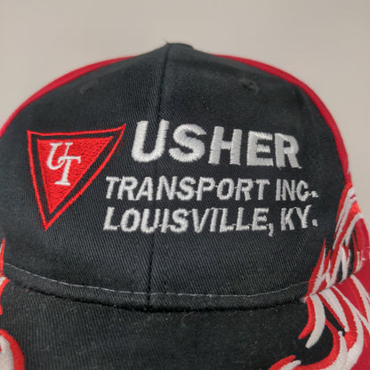 Usher Transport Louisville Kentucky Strapback Hat Embroidered Flames  Red Black