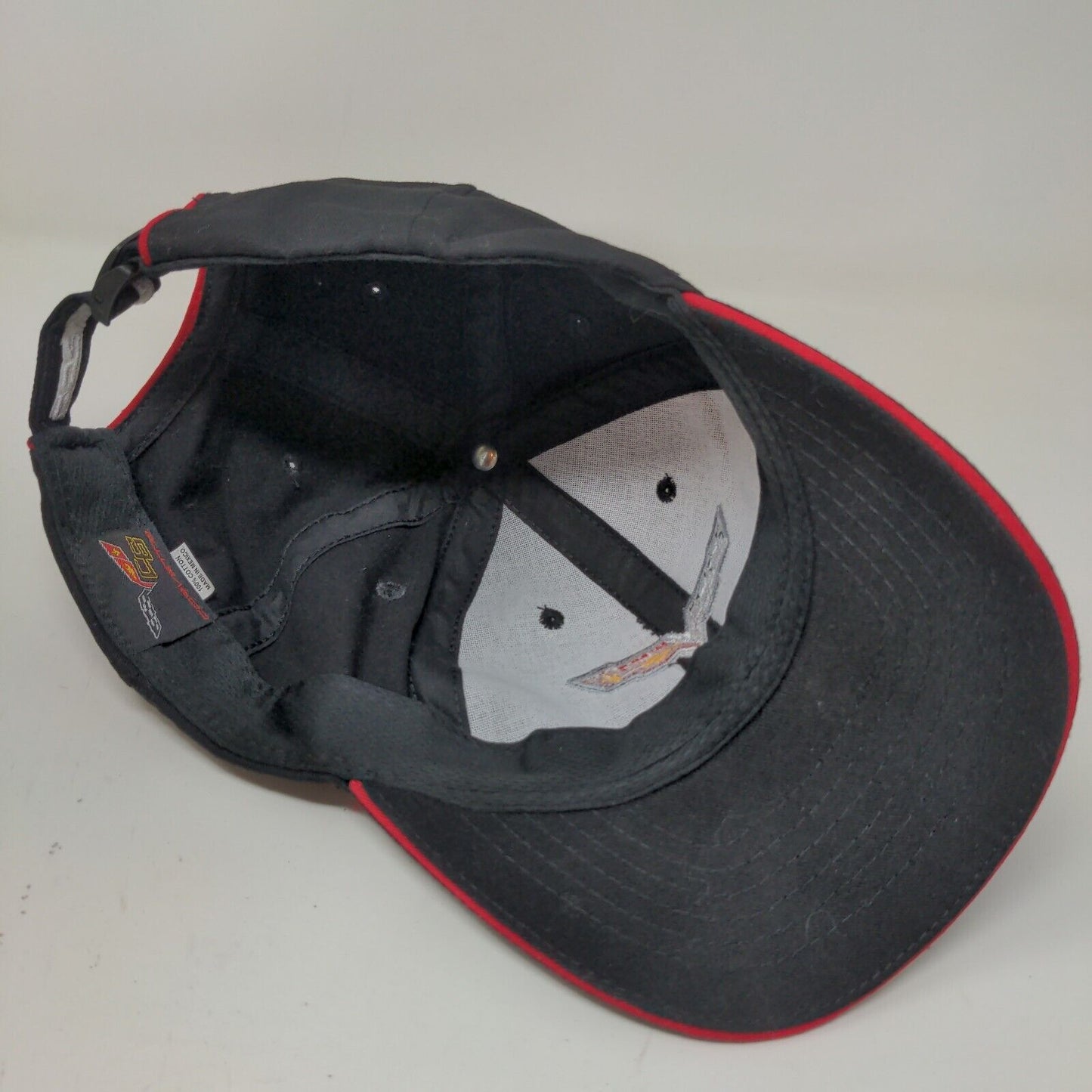 Corvette Men's Slideback Hat Black Embroidered Logo 100% Cotton