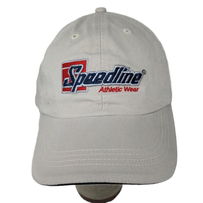 Speedline Athletic Wear Cream Strap Back Hat Cap Embroidered Logo Adjustable