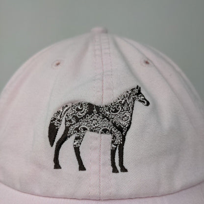 Adams Women's Slideback Hat Pink Embroidered Horse Equestrian Logo Cotton