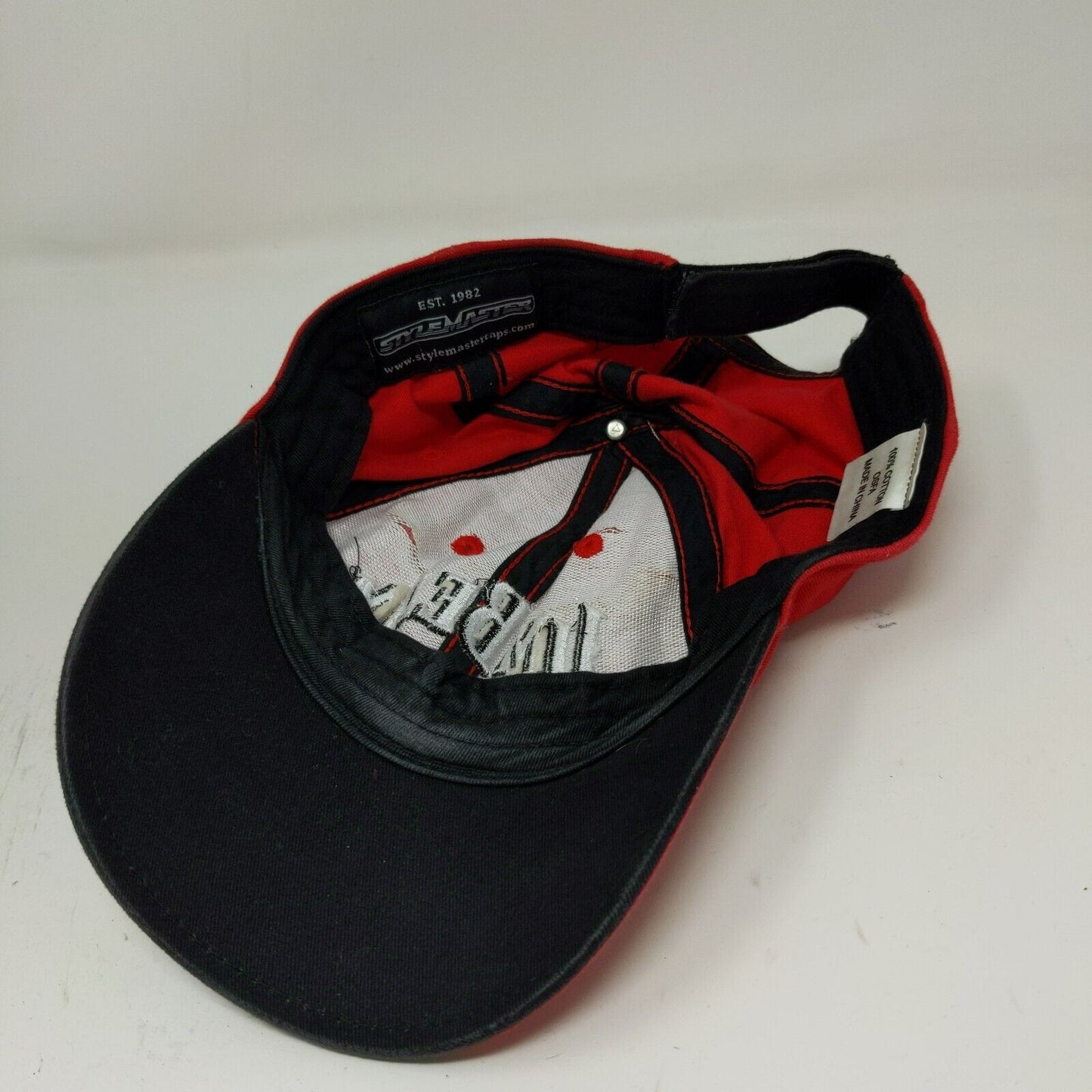 Stylemaster Strapback Hat Jim Beam Racing Red Black OSFA Embroidered Logo #7
