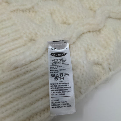 Old Navy Cable Knit Beanie Toboggan Hat Acrylic/Nylon Blend One Size Cream