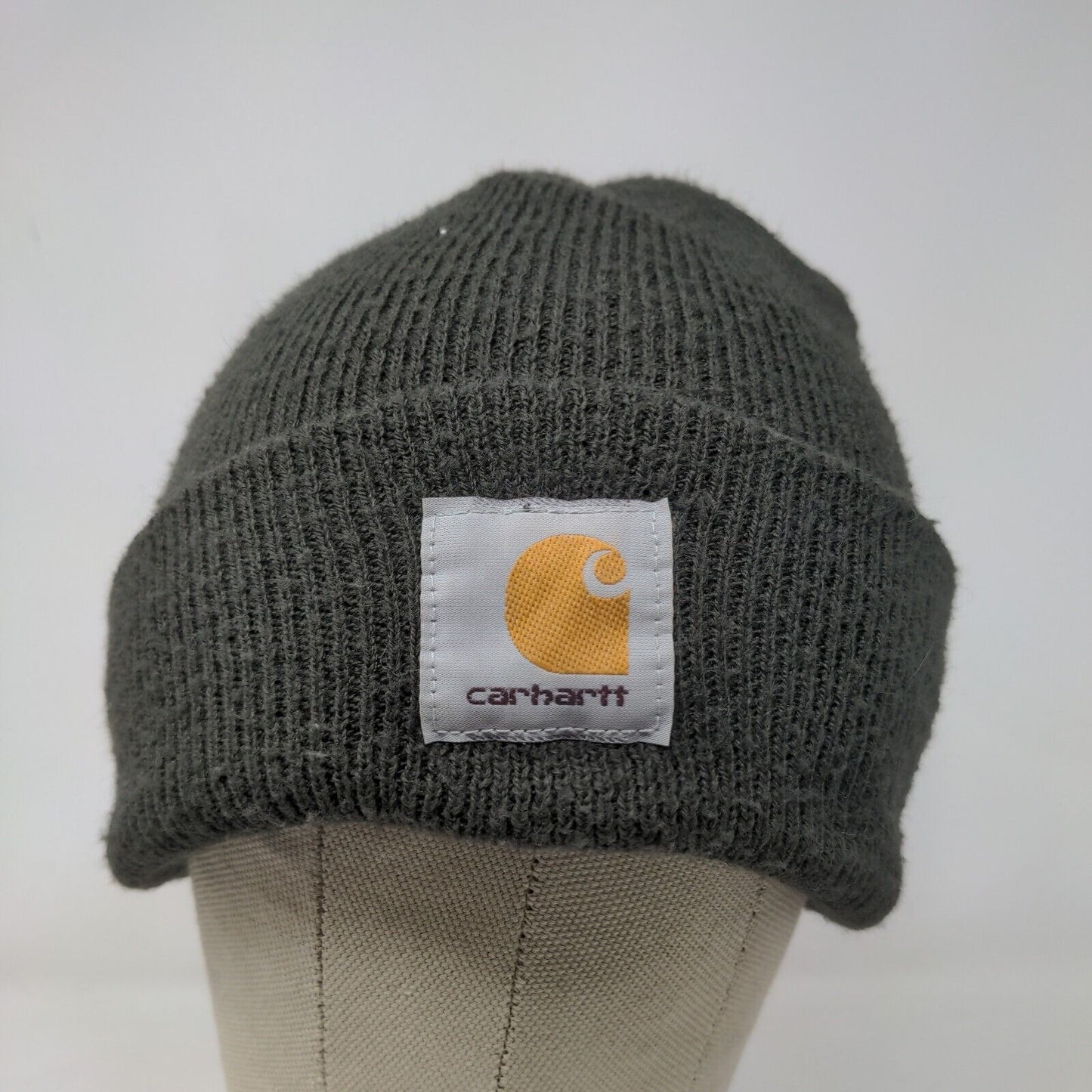 Carhartt Men's Knit Beanie Cap Hat Green Patch Logo Made in Canada A18