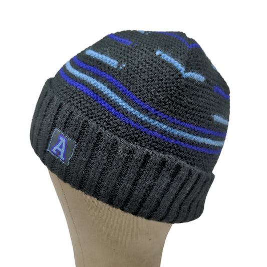 Adidas Men's Knit Beanie Hat Cap Black OSFA Striped Patch Logo