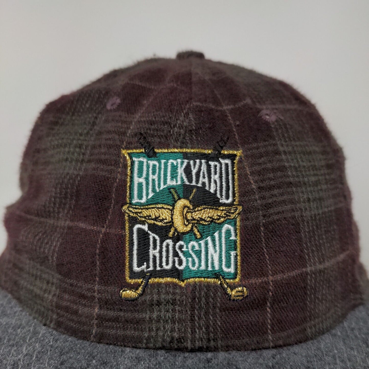 Ashword Brickyard Crossing Hat Gray Purple Plaid Golf Vintage Made in USA