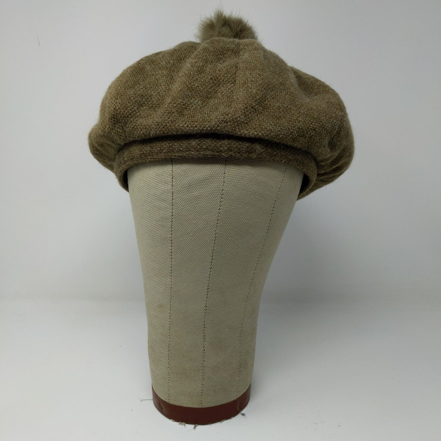 C.C. Exclusives Wool Blend Pom Pom Hat Brown Quilted Liner Logo