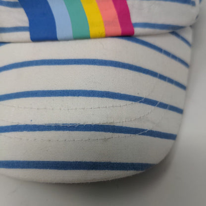 Unbranded Boy's Stretchy Hat Blue White Striped 100% Cotton Rainbow