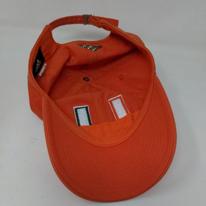 Adidas Men's Slideback Hat Orange Size OSFA Embroidered Miami Hurricanes Logo