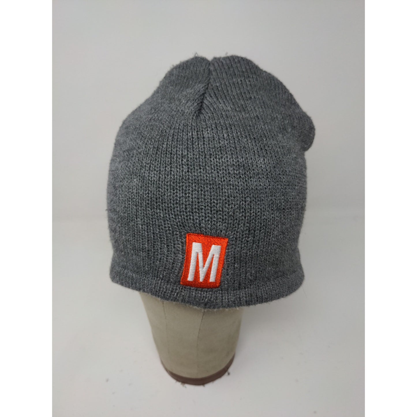 Port & Company Lined Beanie Hat Embroidered M Logo Gray 100% Acrylic