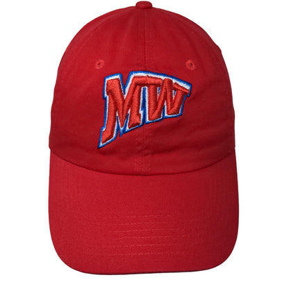 Unbranded Men's Strapback Hat Red Adjustable Embroidered Big MW Logo