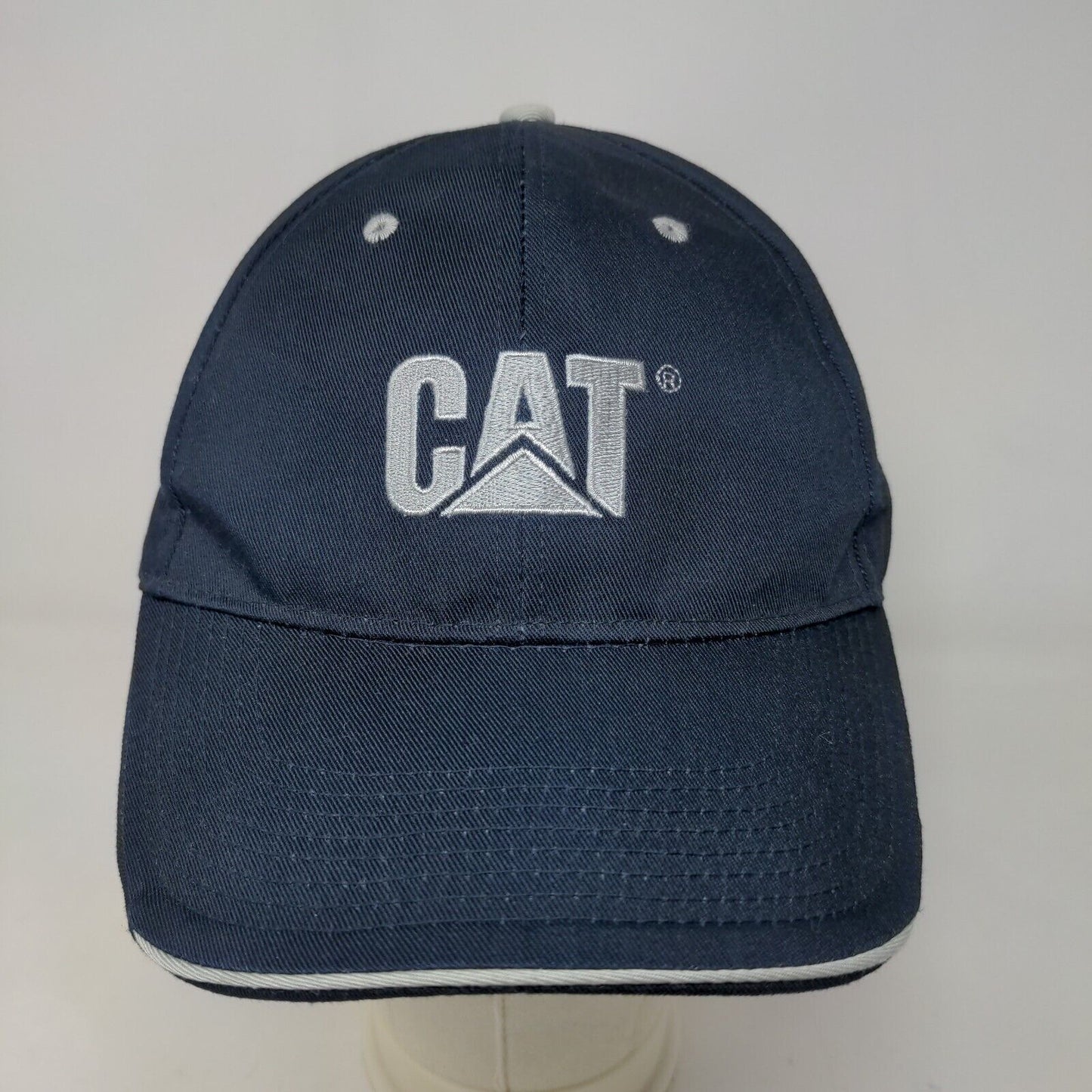 CAT Caterpillar Men's Strapback Hat Blue Embroidered Logo Poly Cotton Blend