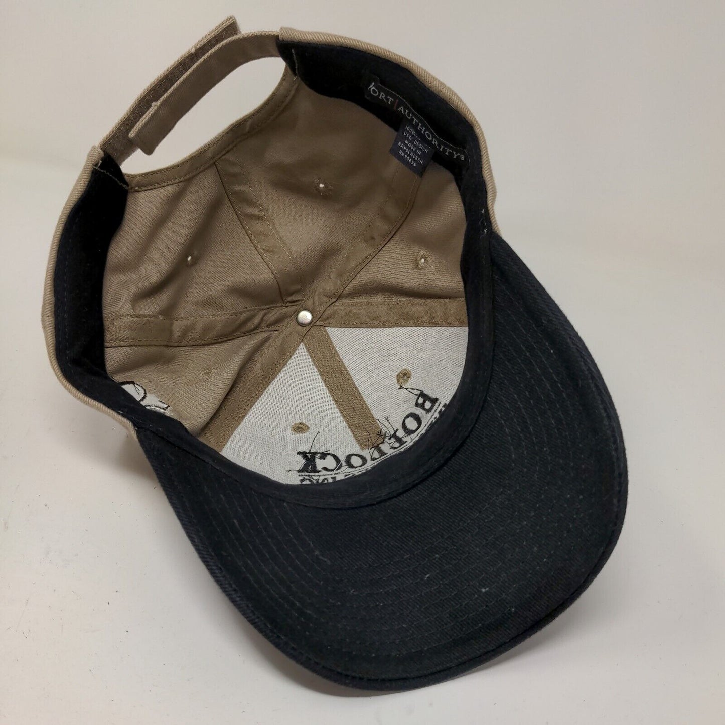 Port Authority Men's Bollock Industries Strapback Hat Tan Black Embroidered