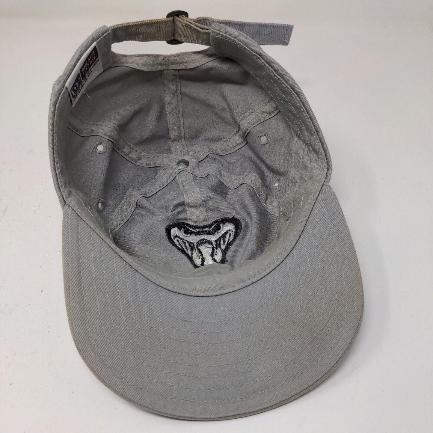 New Era Mens Slideback Hat Gray OSFA Embroidered Rattlesnake Logo Distressed