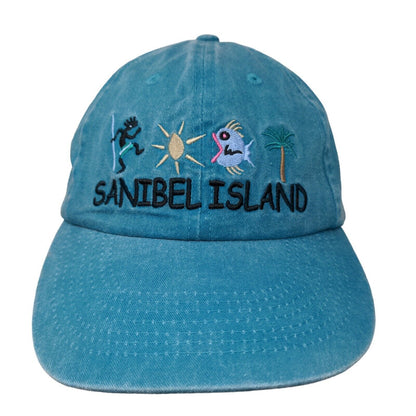 Sanibel Island Men's Strapback Hat Blue Adjustable Embroidered Logo Cotton