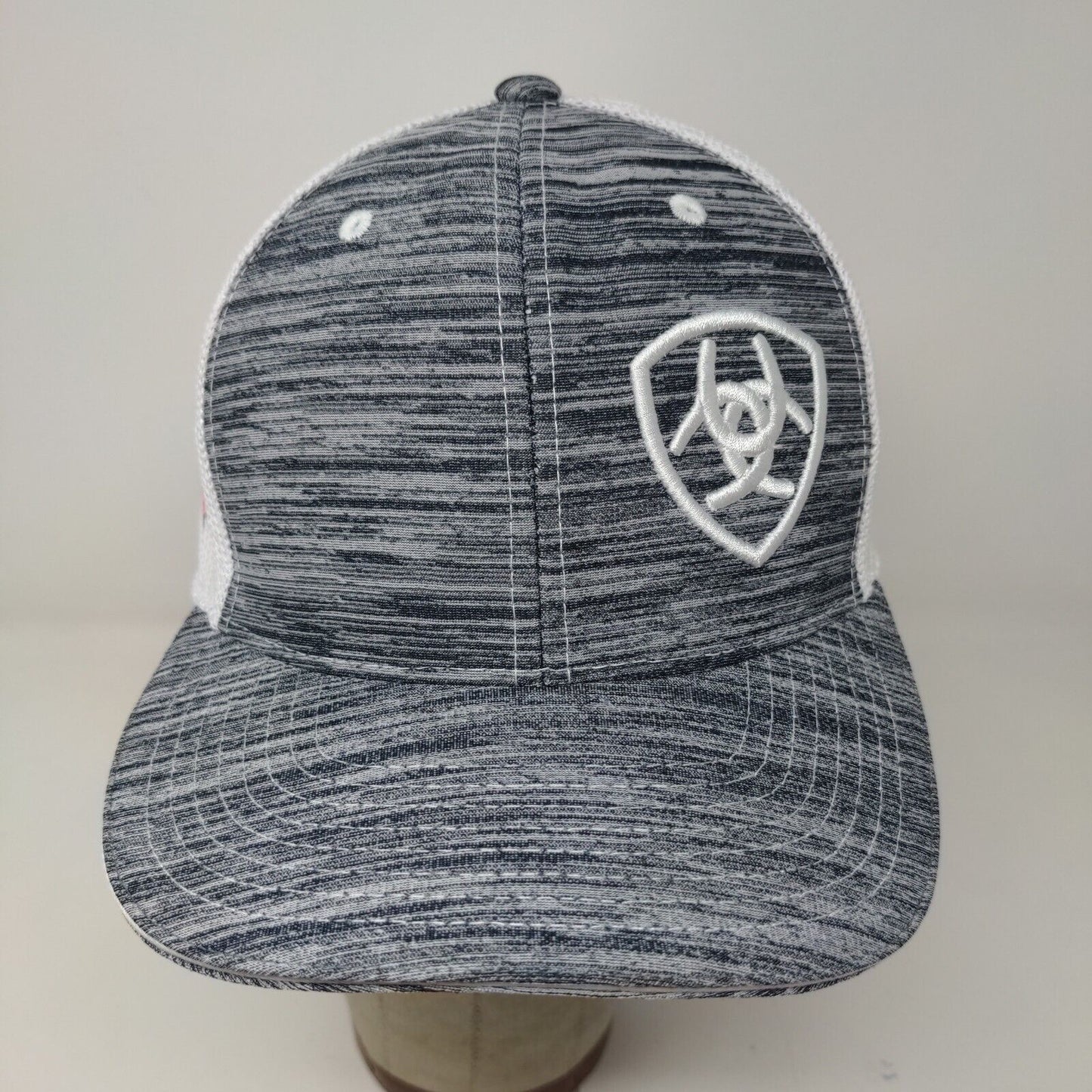 Ariat Men's Snapback Mesh Back Hat Gray White Breast Cancer Awareness Logo