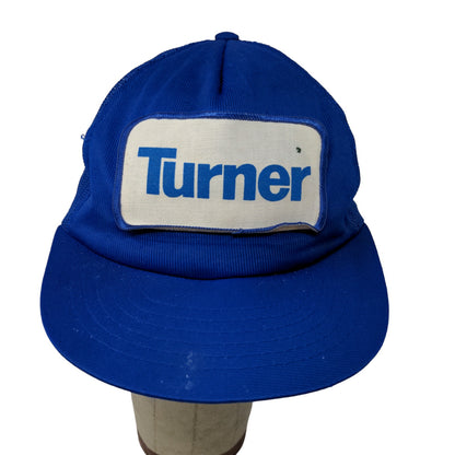 Turner Mens Snapback Mesh Back Trucker Hat Blue Big Patch Logo Cap