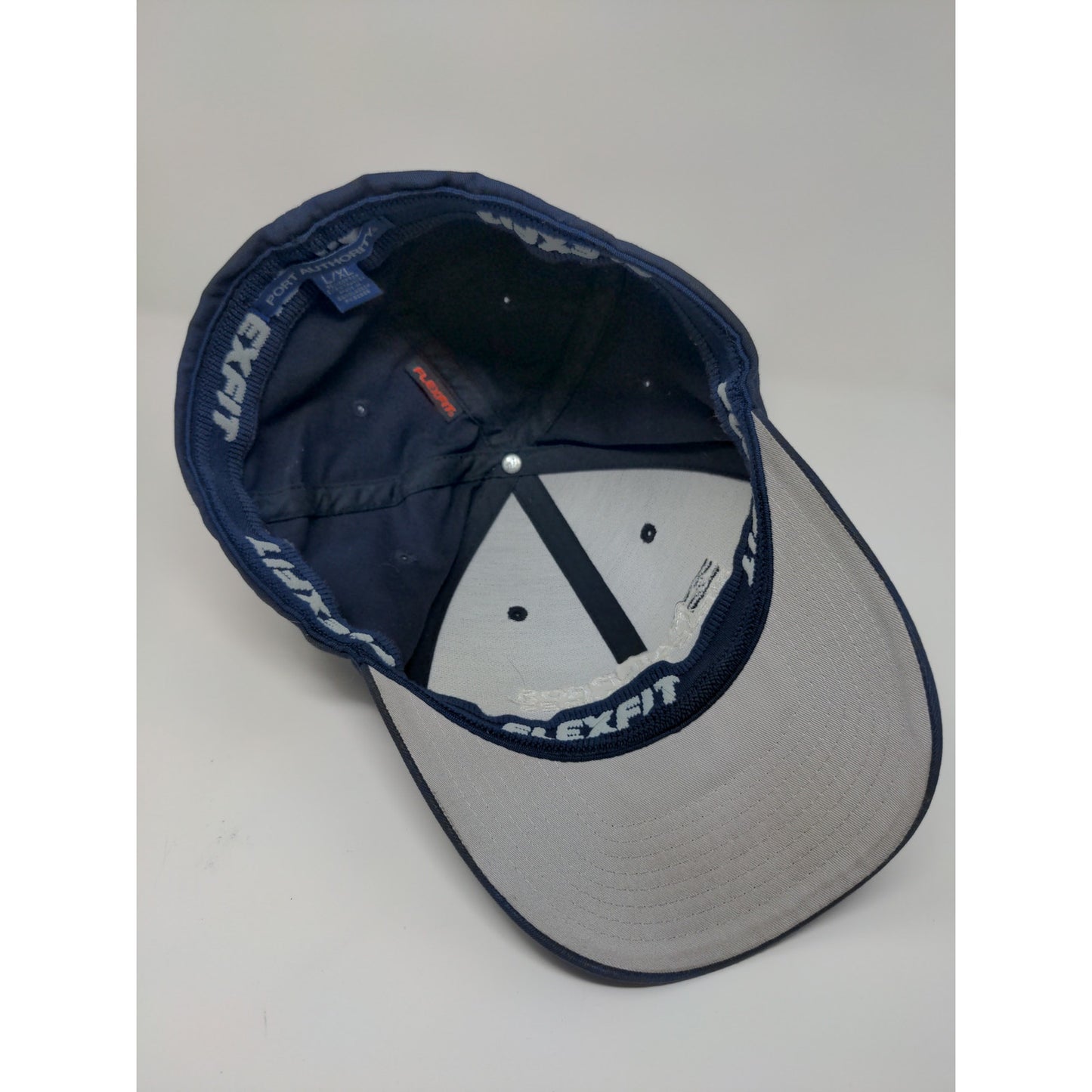 Rail Pros Port Authority FlexFit Hat Size L/XL BLue Embroidered Spell Out