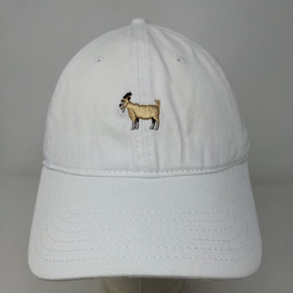 Otto Men's Slideback Hat White Size OSFM Embroidered Goat Logo 100% Cotton