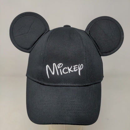 Disney Men's Snapback Mickey Ears Hat Black Adjustable 100% Cotton