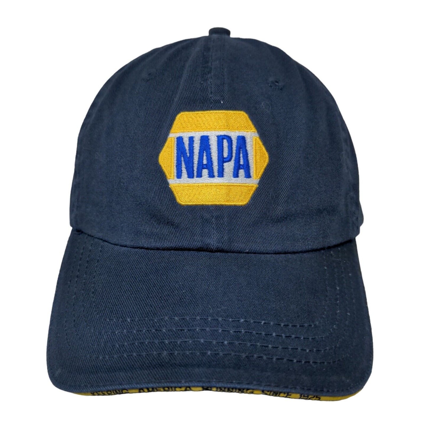 NAPA Auto Parts Men's Strapback Hat Blue Size OSFM Embroidered Logo Cotton