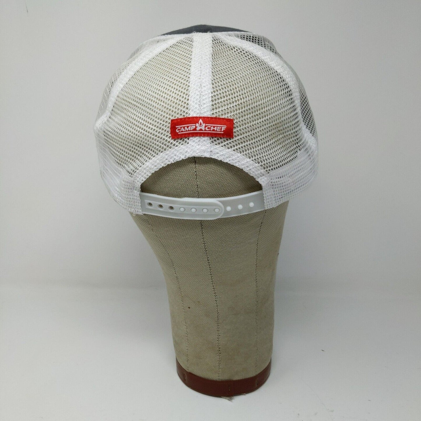 Camp Chef Mesh Snapback Cap Adjustable Hat Gray White Embroidered Logo OSFA