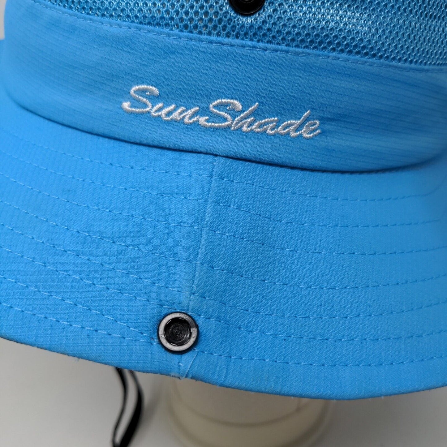 SunShade Men's Wide Brim Hat Blue Snapback Mesh 100% Polyester Drawstring