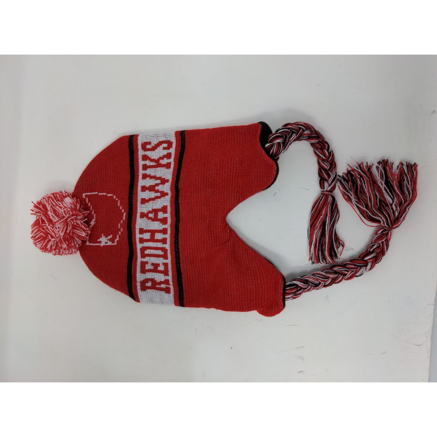 Miami Florida Beanie Hat 100% Acrylic Red & White W/Pom Pom and Strings