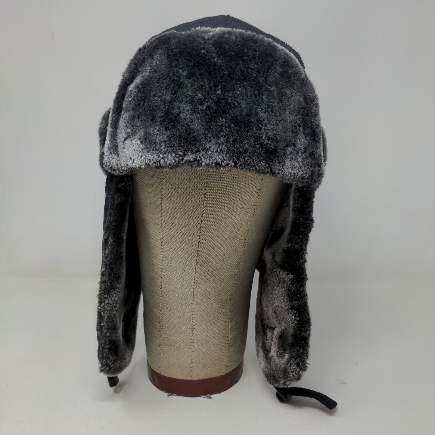 KBEthos Men's Trapper Hat Black One Size Ear Flaps Vegan Fur Trim