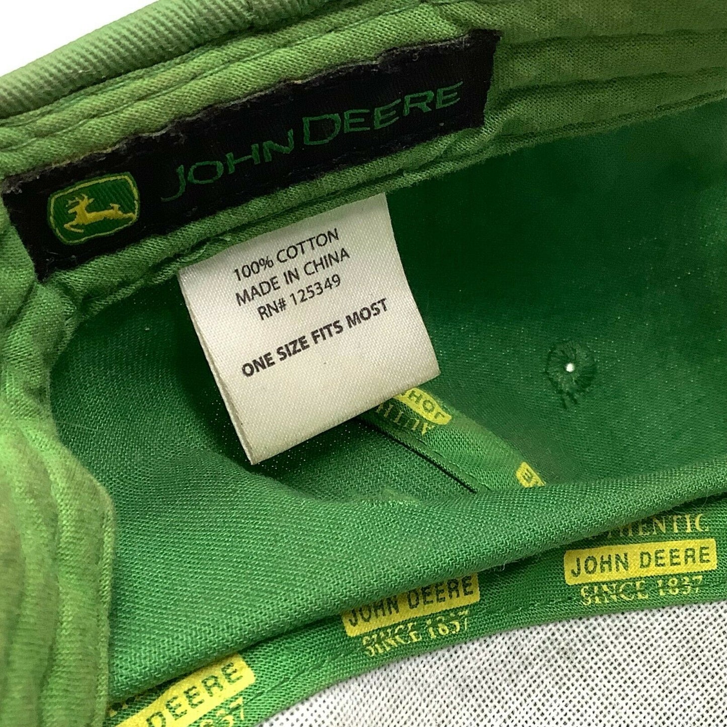 John Deere Green Snapback Hat #125349 Embroidered Logo Yellow OSFM