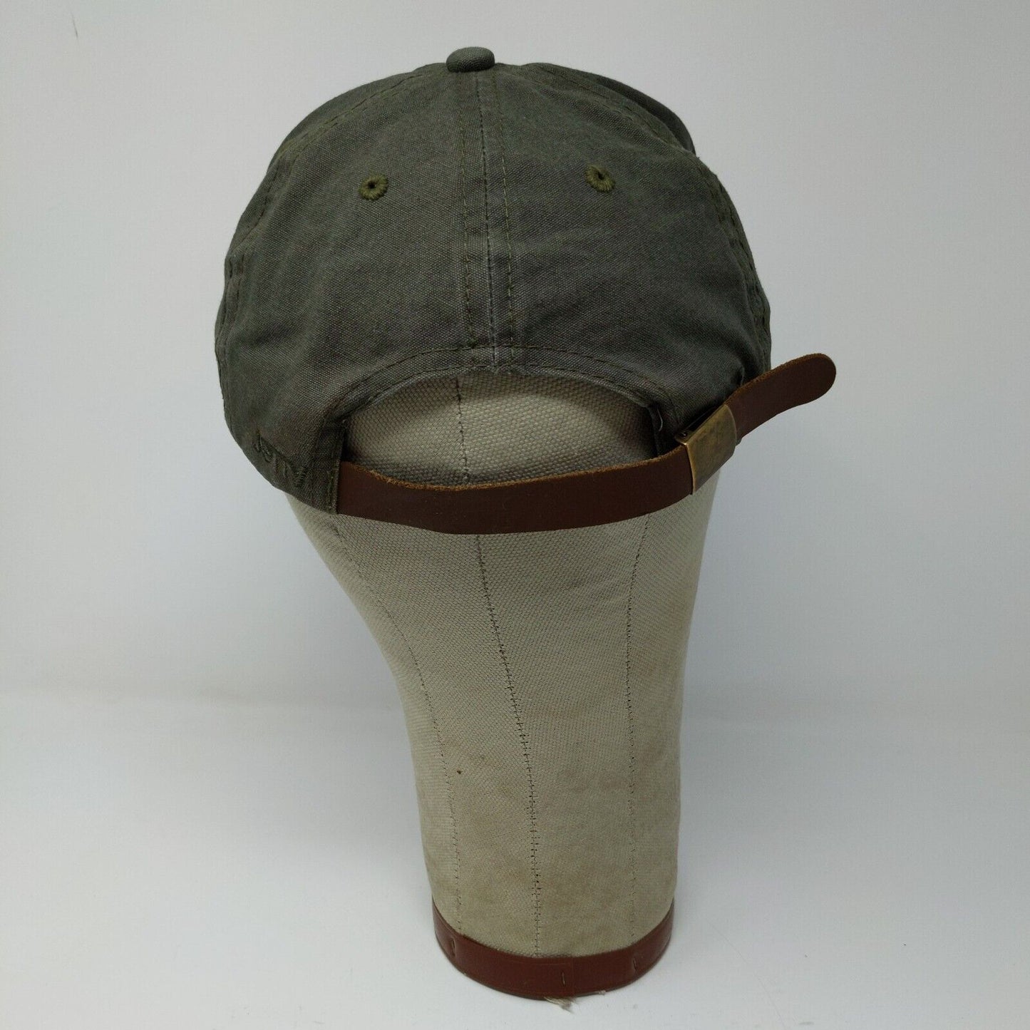 Jetty Life Marine Supply Olive Green Cap Hat Adjustable Leather Strap Buckle