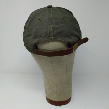 Jetty Life Marine Supply Olive Green Cap Hat Adjustable Leather Strap Buckle