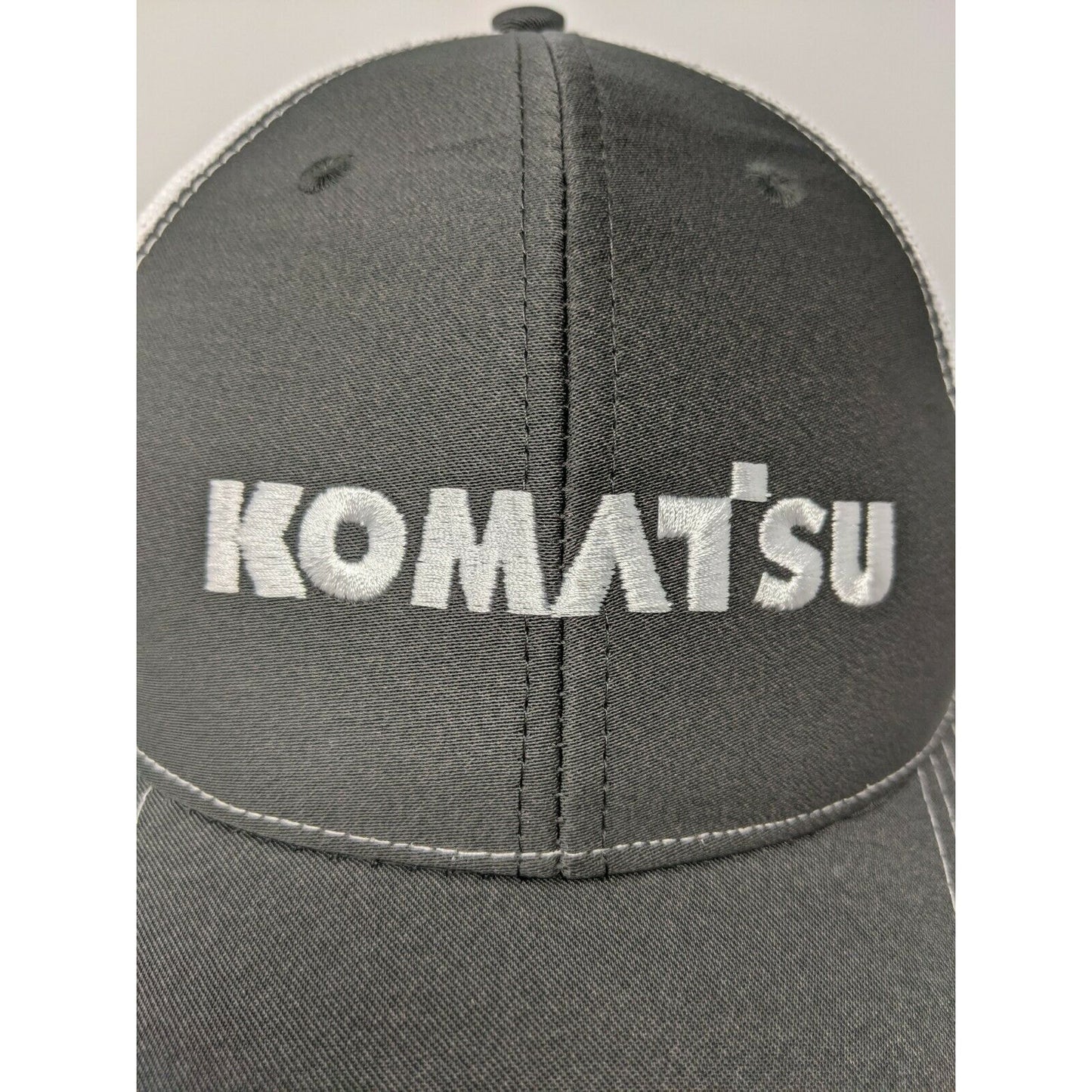 Komatsu Baseball Cap Hat Meshback Strapback Brandeis Black & White Logo Spellout