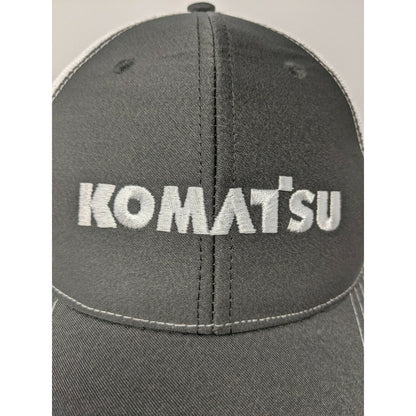 Komatsu Baseball Cap Hat Meshback Strapback Brandeis Black & White Logo Spellout