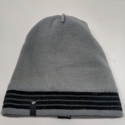 Adidas Men's Knit Beanie Hat Gray One Size Striped 100% Acrylic Warm Soft