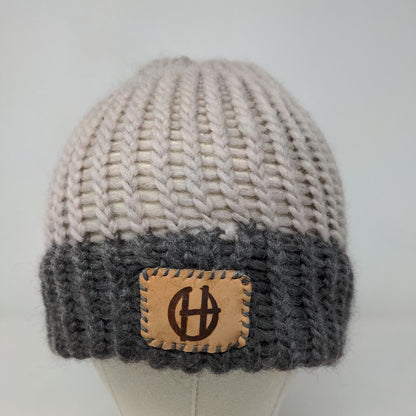 Unbranded Men's Knit Beanie Ski Cap Hat Gray Multicolor Patch Circle H Logo
