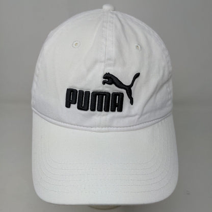 Puma Men's Slideback Hat White One Size Embroidered Logo 100% Cotton