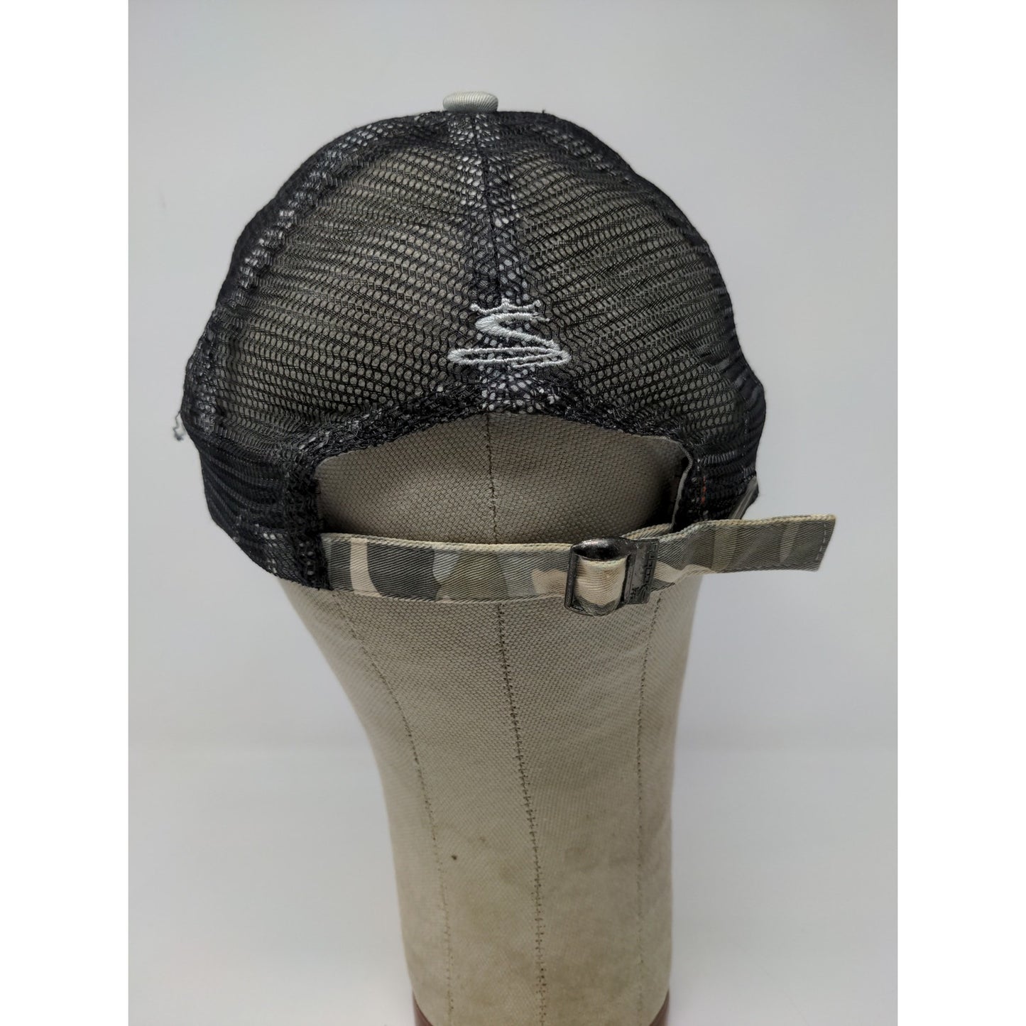 Cobra Slideback Meshback Camo Hat Gray Brown Embroidered Logo Spell Out