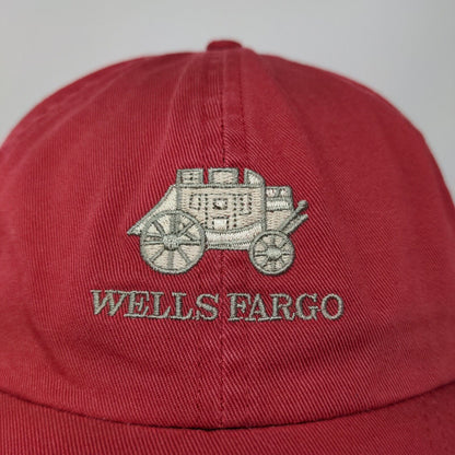 Wells Fargo Mens Slideback Hat Red Adjustable Embroidered Stagecoach Logo