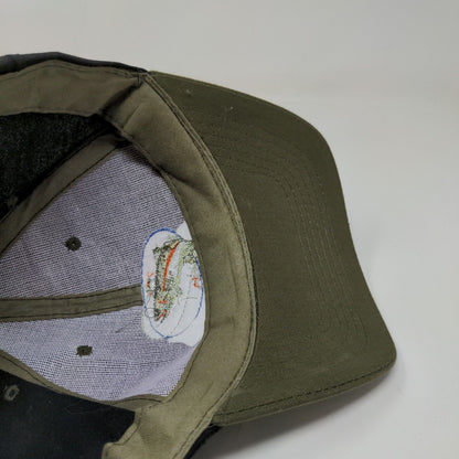 Tongass Men's Snapback Hat Black Green Alaska Embroidered Fish Logo