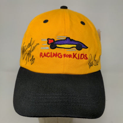 Racing for Kids Men's Strapback Hat Yellow Autographed Embroidered Logo