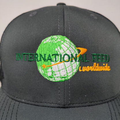 International Feed Men's Mesh Back Snapback Hat Black Embroidered Logo W/Tags