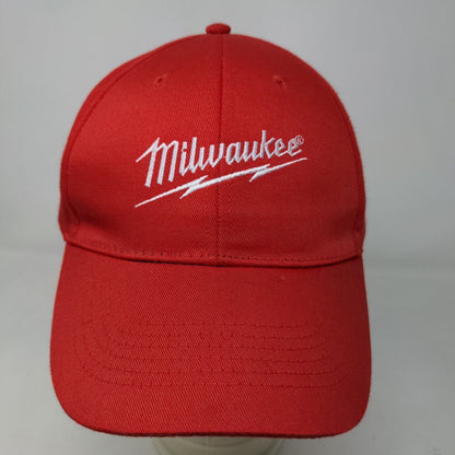 Milwaukee Tools Men's Strapback Hat Red Embroidered Logo Poly Cotton Blend