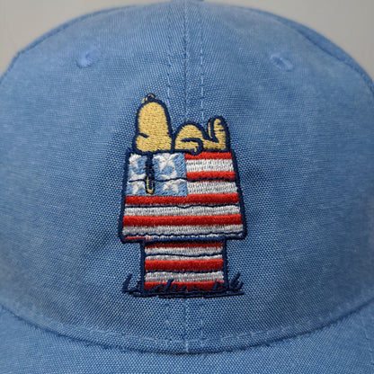 Peanuts Men's Strapback Hat Blue OSFM Embroidered Snoopy Logo Patriotic