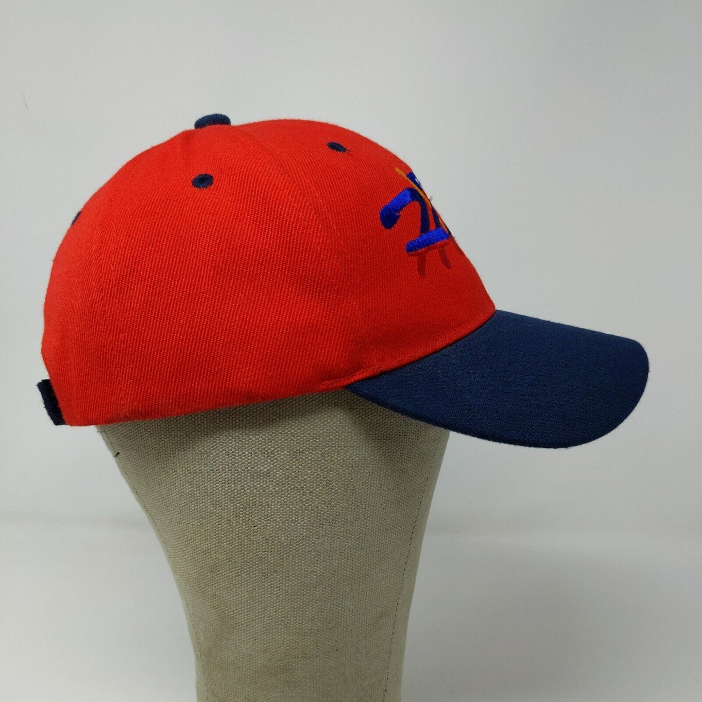 Unbranded Men's Haiti Strapback Hat Blue Red Embroidered Logo