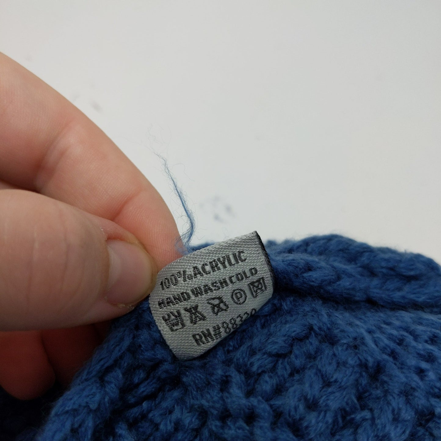 C.C. Exclusives Cable Knit Beanie Hat Blue Patch Logo 100% Acrylic