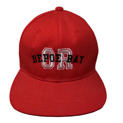 Unbranded Men's Snapback Hat Red Embroidered Logo Depoe Bay Oregon